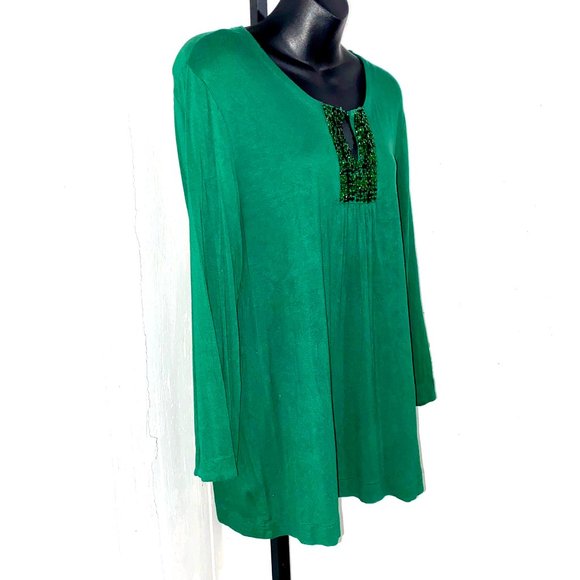 White Stag Emerald Green Blouse with Sequin Bust (L/G 12-14) - Picture 3 of 7